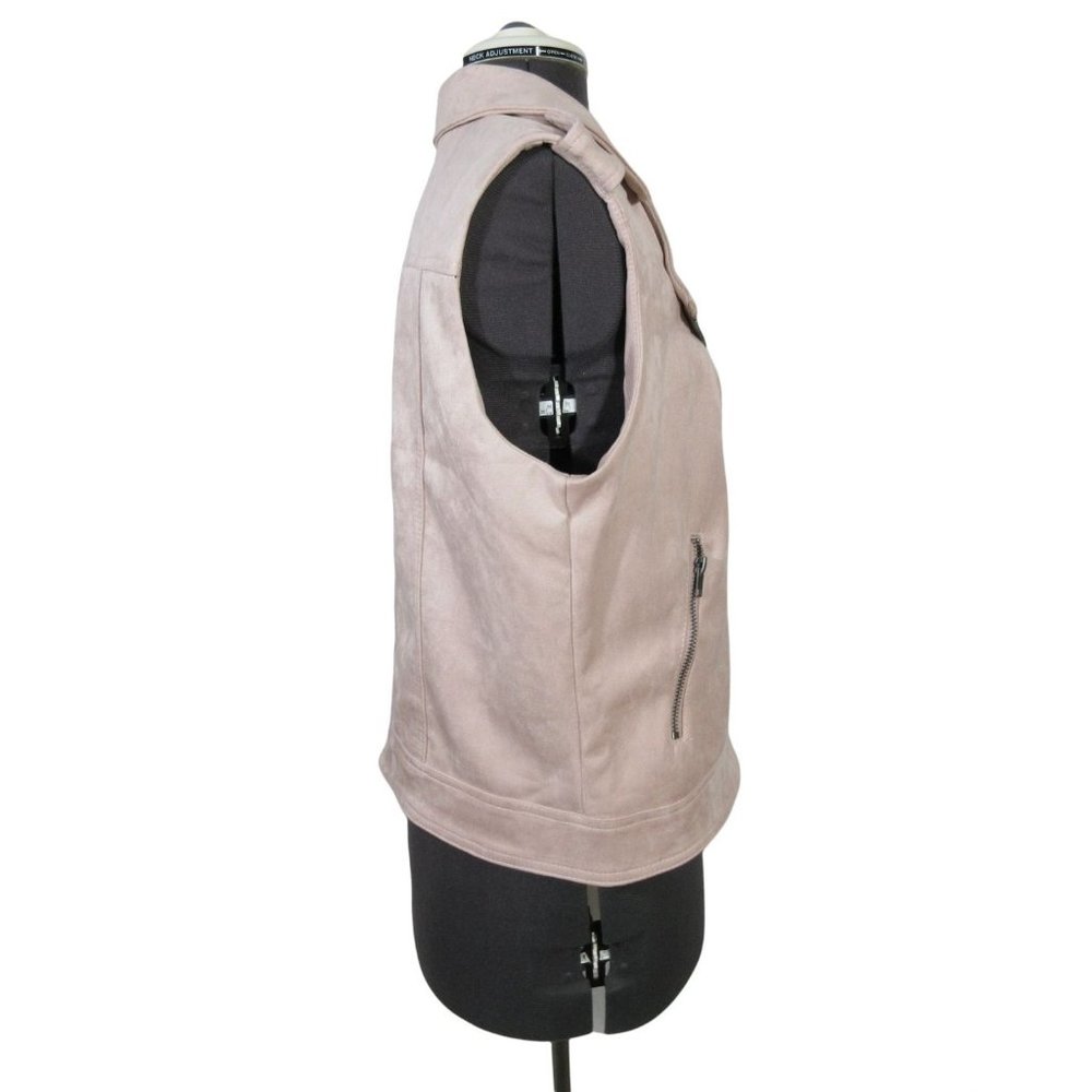 Philosophy women's soft pink vegan faux leather‎ suede moto vest, L - Picture 6 of 12